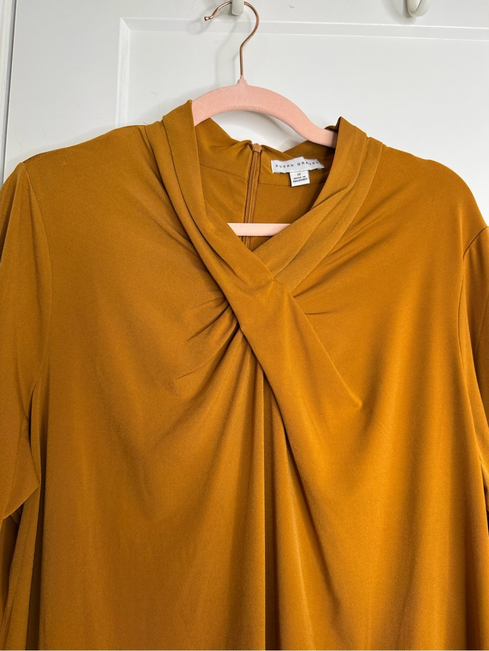 Susan Graver Caramel Twist Front Top - Picture 3 of 7